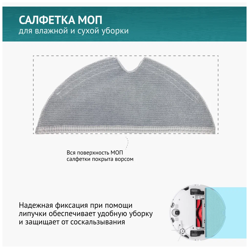 Тряпка-насадка для робот-пылесоса Xiaomi MiJia 1C/2C/Dreame F9 в Челябинске купить по недорогим ценам с доставкой